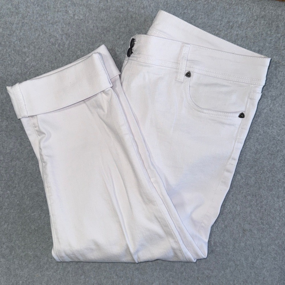 KUT from the Kloth Cameron Straight Leg White Cuffed Crop Jeans Womens 16